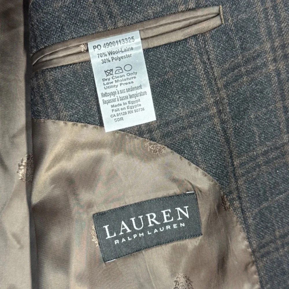Lauren Ralph Lauren Mens 50R Ultraflex Lexington Plaid Sport Coat Dark Brown NWT
